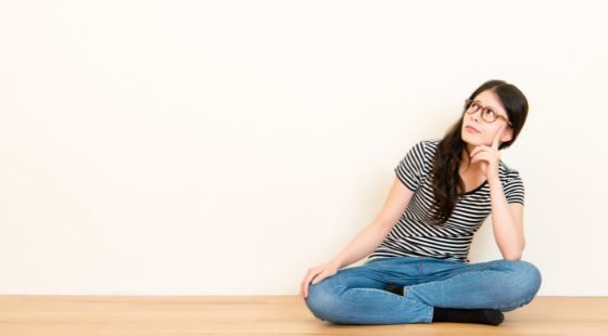 Woman looking pensively