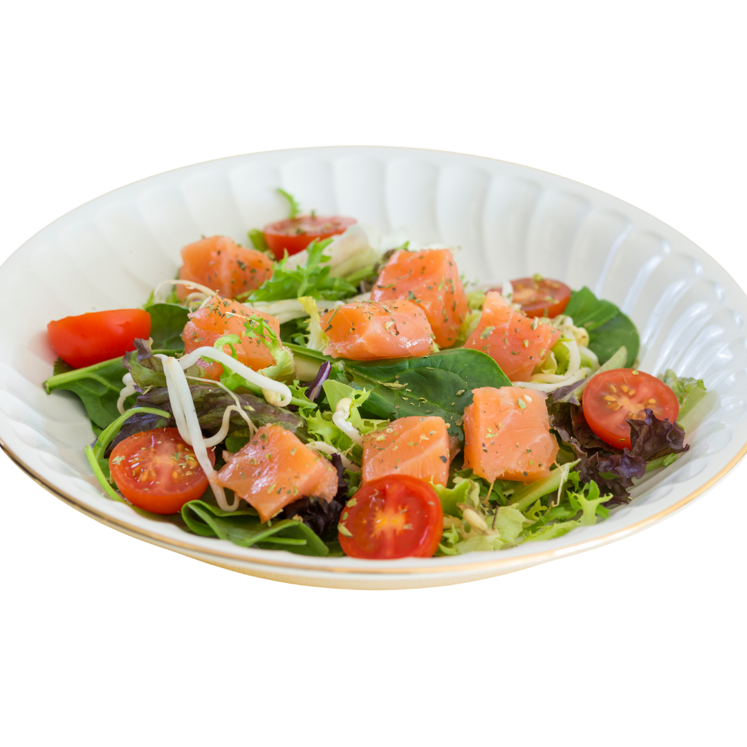 Salmon Salad Recipe Two Glasses with Detox Green Smoothie